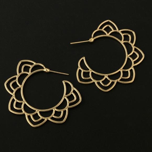 The Midnight Fig Jewelry - Gold Mandala Tribal hoop Earrings